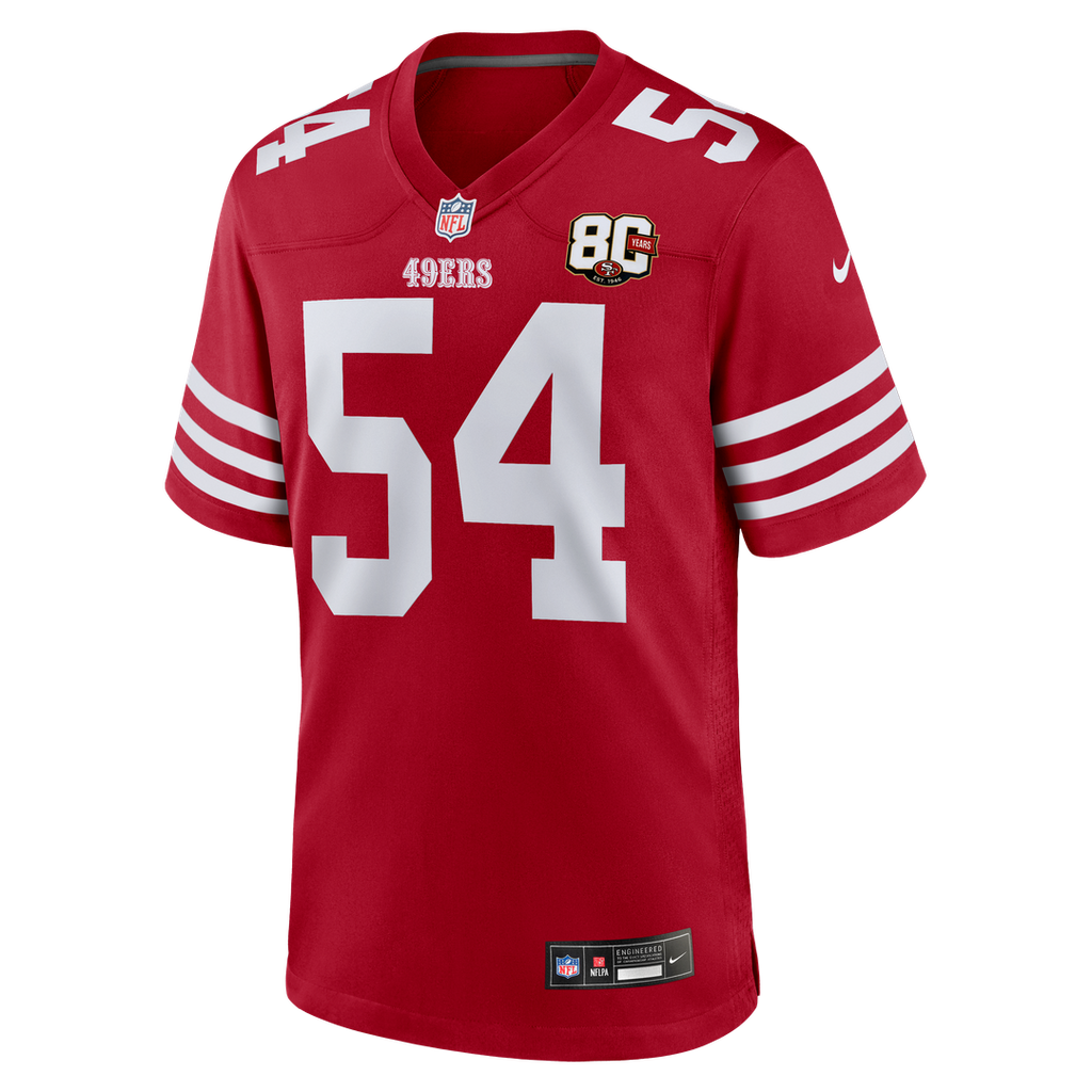 San Francisco 49ers Fred Warner Nike 80th Anniversary Game Jersey - White