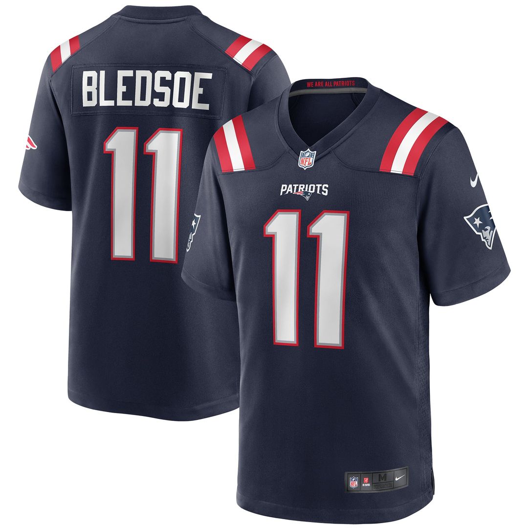New England Patriots Drew Bledsoe Nike Game Retired Player Jersey - Navy