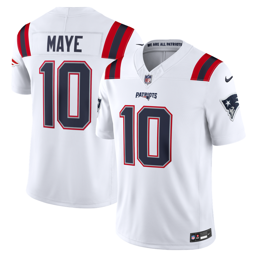 New England Patriots Drake Maye Nike Alternate Vapor F.U.S.E. Stitched Limited Jersey - Red