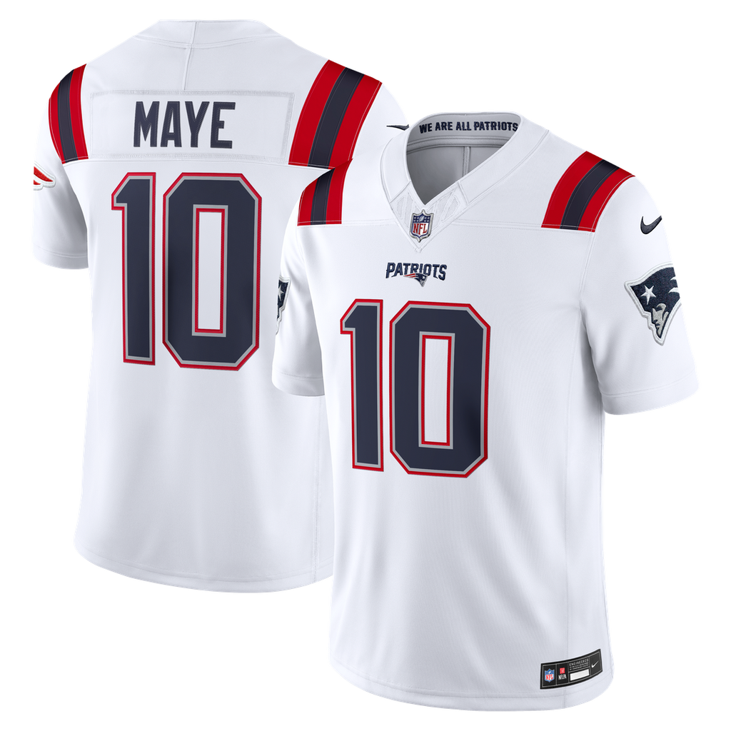 New England Patriots Drake Maye Nike Vapor F.U.S.E. Stitched Limited Jersey - White