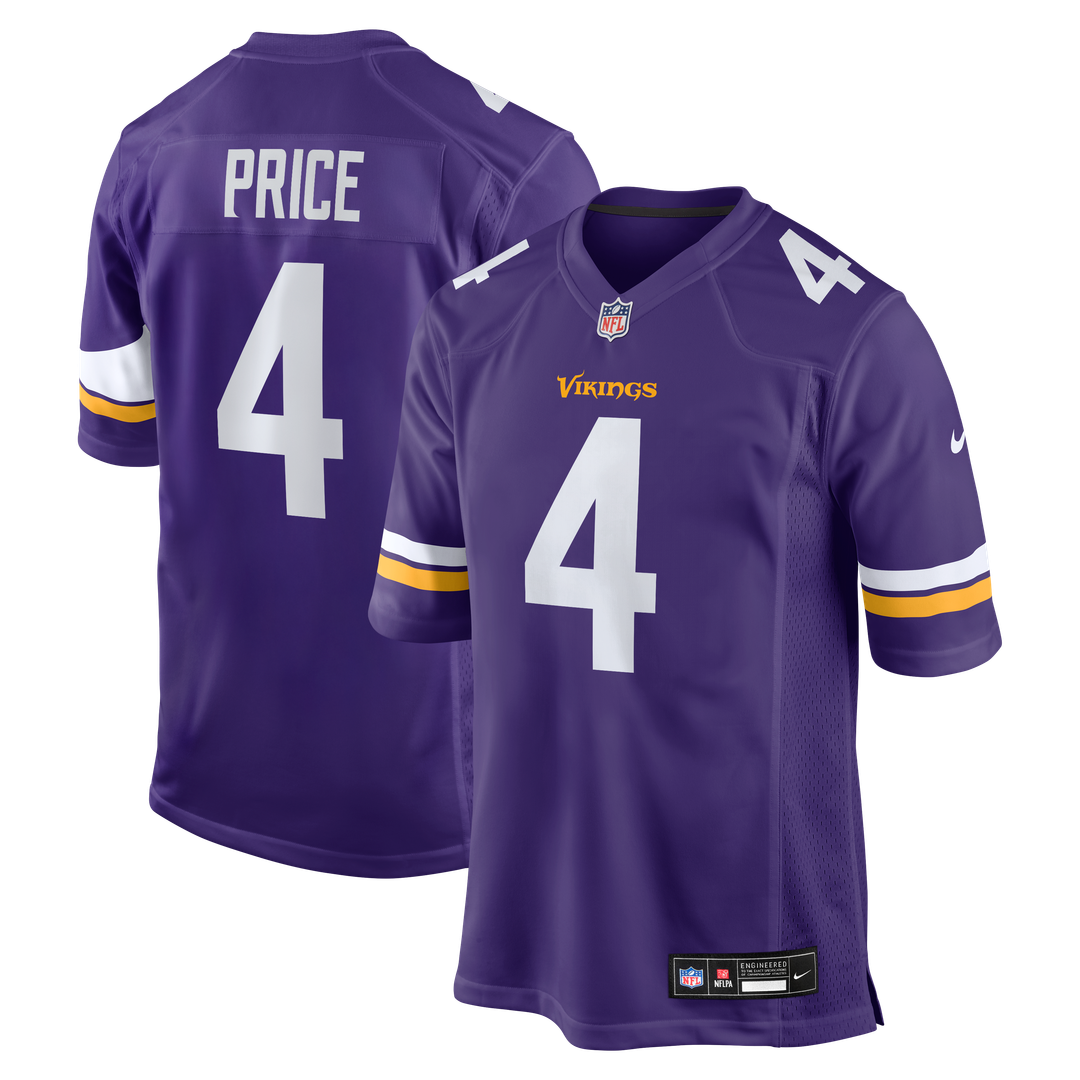Minnesota Vikings Myles Price Nike Team Game Jersey - Purple