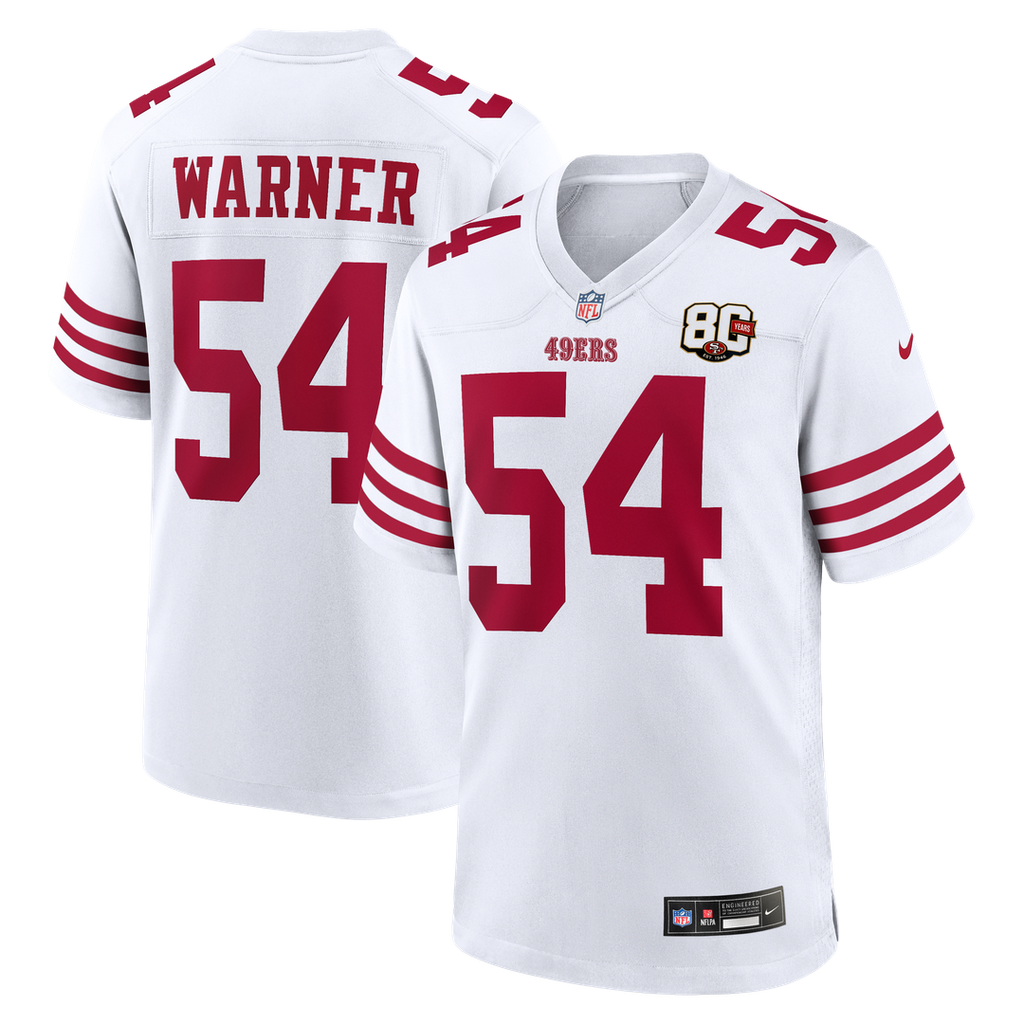 San Francisco 49ers Fred Warner Nike 80th Anniversary Game Jersey - White