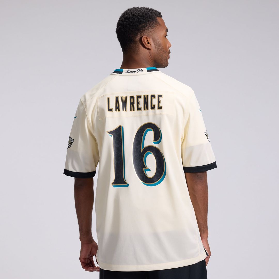 Jacksonville Jaguars Trevor Lawrence Nike 2026 Rivalries Collection Game Jersey - Natural