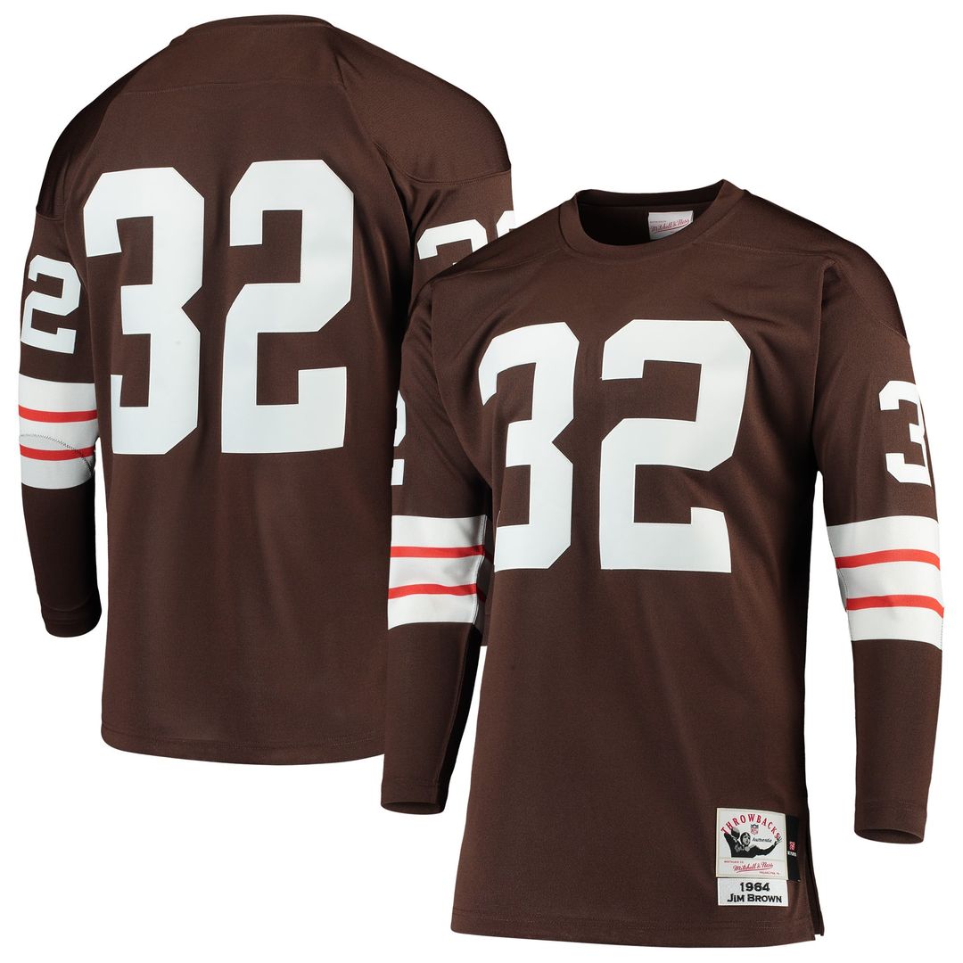 Cleveland Browns 1964 Jim Brown Mitchell & Ness Authentic Throwback Retired Player Jersey - Brown