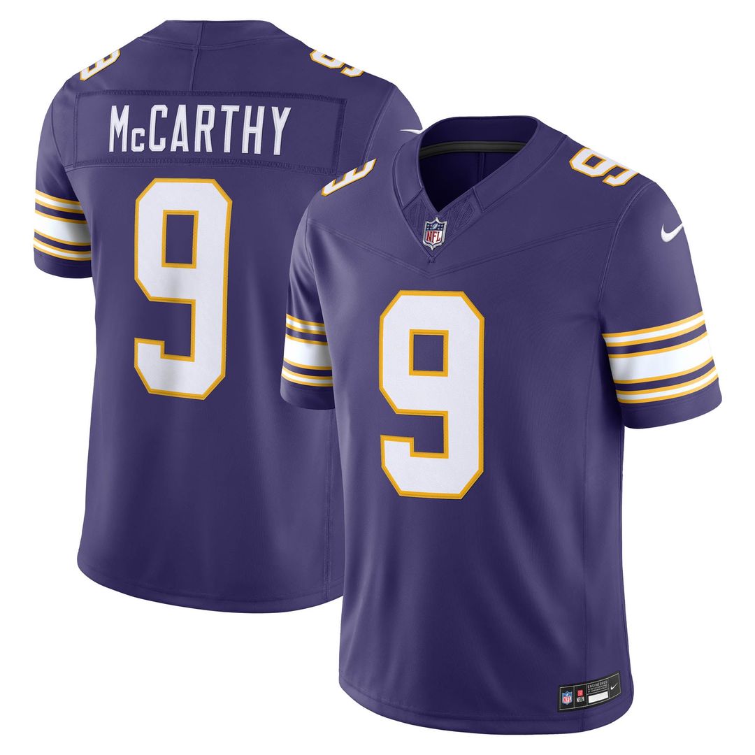 Minnesota Vikings J.J. McCarthy Nike Alternate Classic Vapor F.U.S.E. Stitched Limited Jersey - Purple