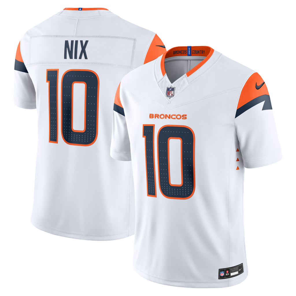 Denver Broncos Bo Nix Nike Vapor F.U.S.E. Stitched Limited Jersey - White