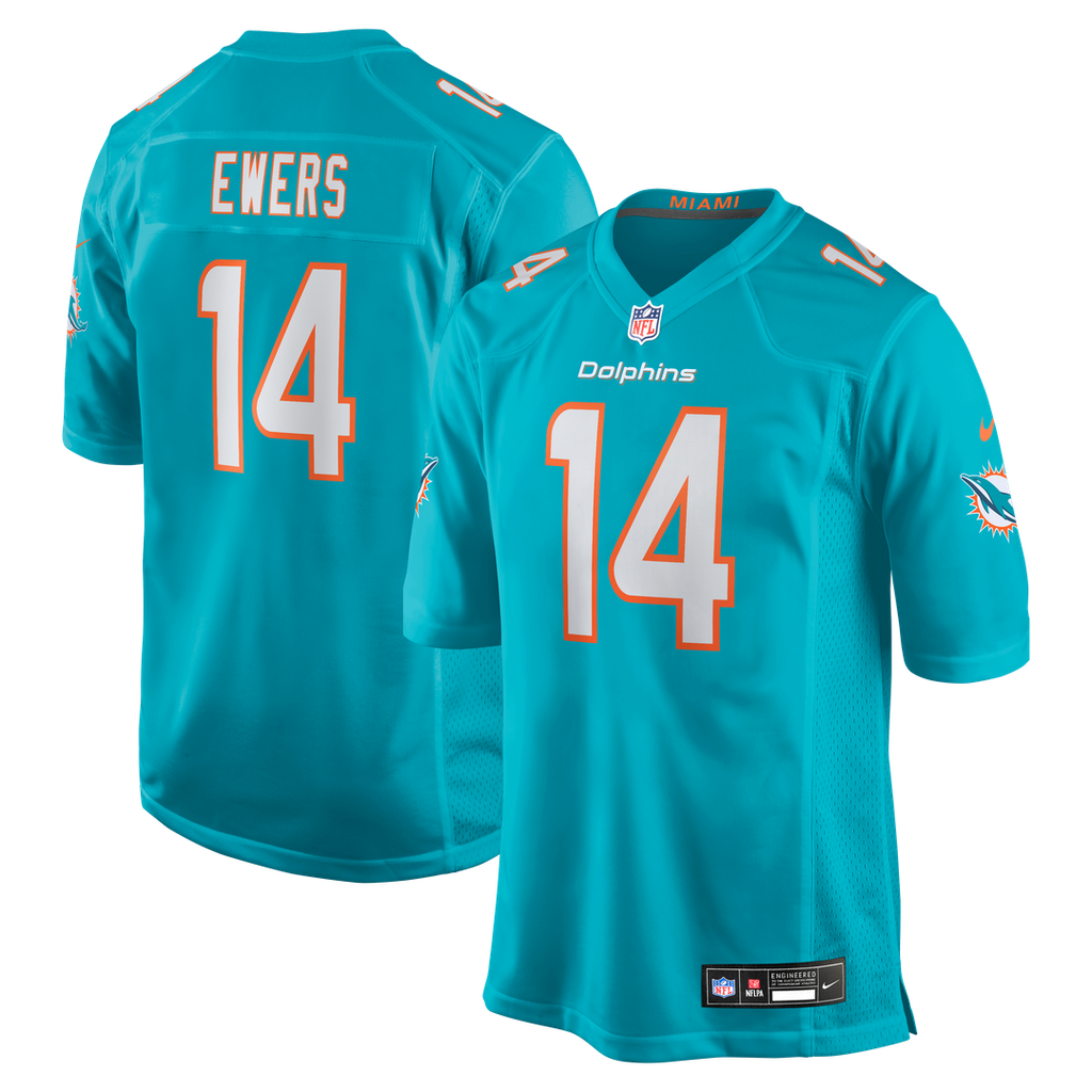 Miami Dolphins Quinn Ewers Nike Team Game Jersey - Aqua