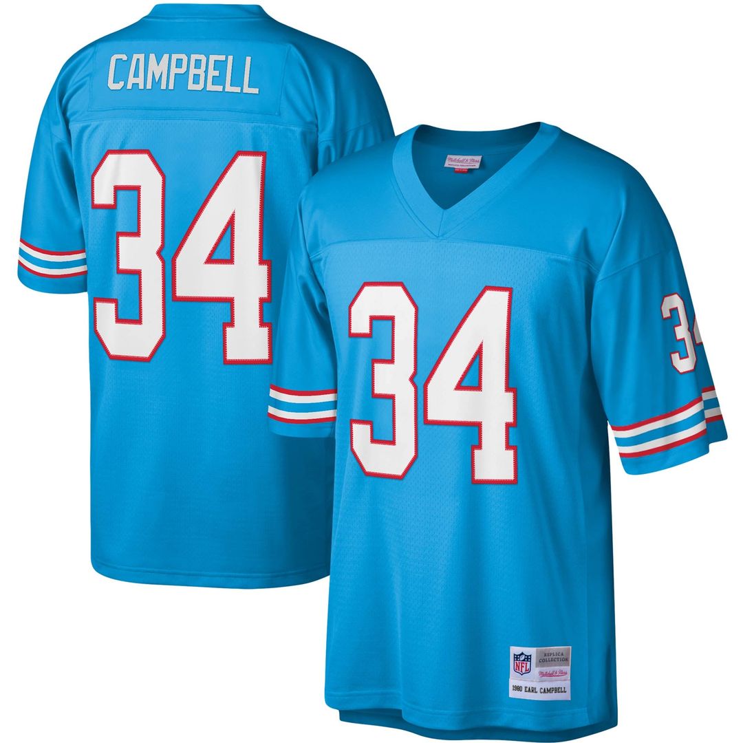 Houston Oilers Earl Campbell Mitchell & Ness Legacy Replica Jersey - Light Blue