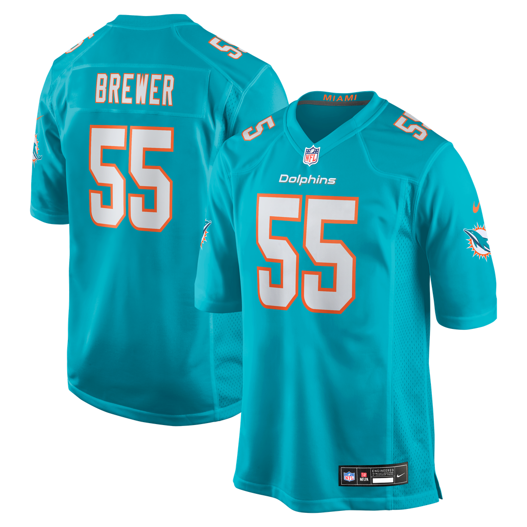 Miami Dolphins Aaron Brewer Nike Game Jersey - Aqua