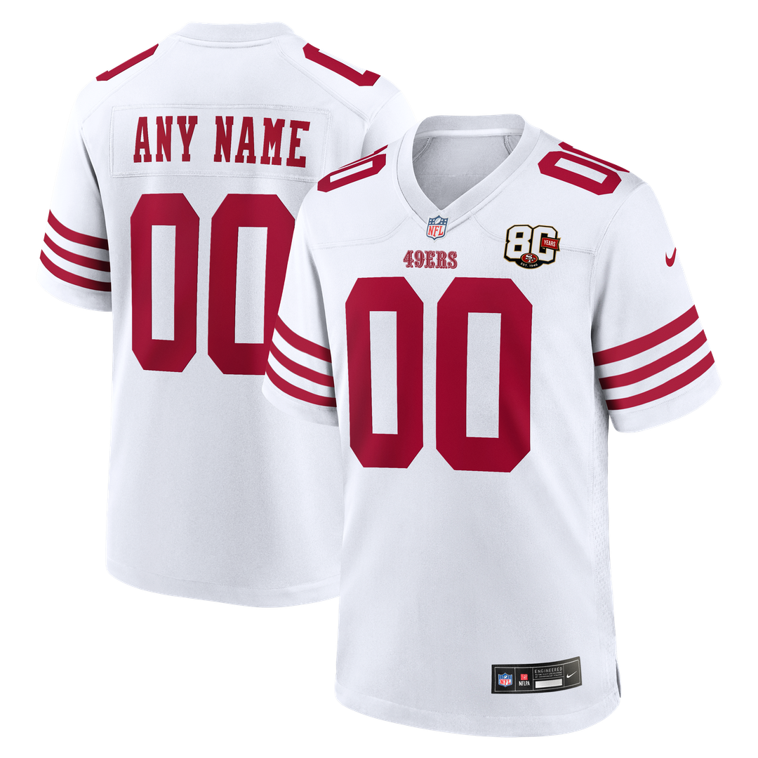 San Francisco 49ers Nike 80th Anniversary Custom Game Jersey - White