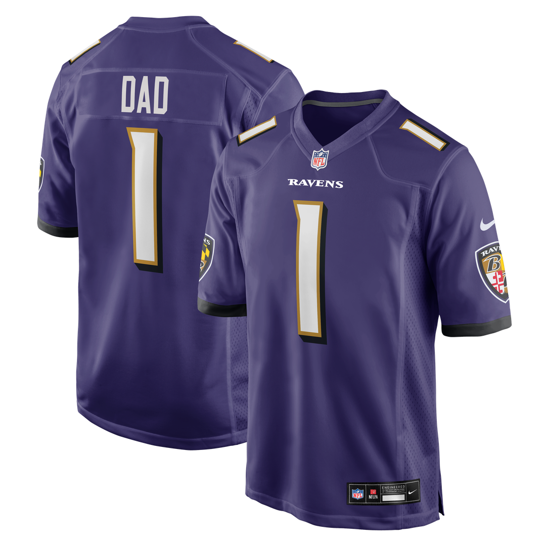 Baltimore Ravens Number 1 Dad Nike Game Jersey - Purple