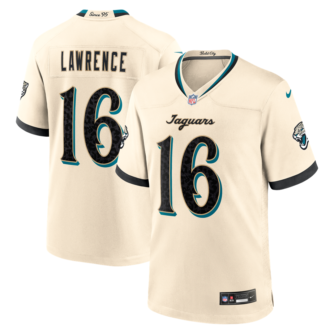 Jacksonville Jaguars Trevor Lawrence Nike 2026 Rivalries Collection Game Jersey - Natural