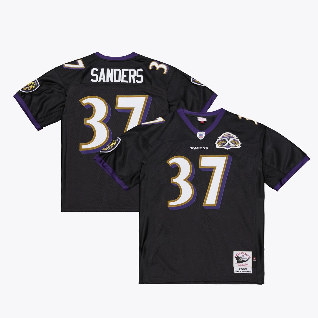 Baltimore Ravens Deion Sanders Mitchell & Ness 2005 Authentic Throwback Jersey - Black