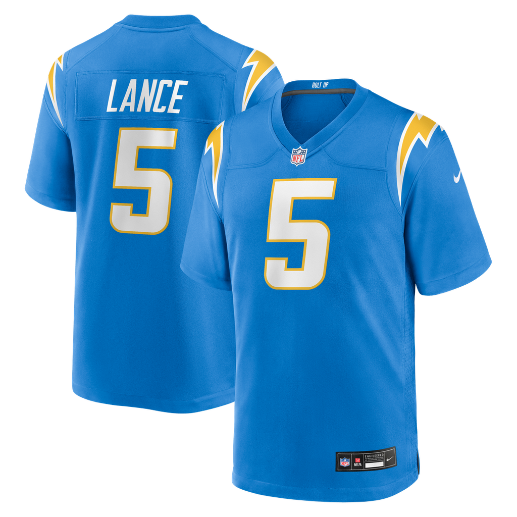 Los Angeles Chargers Trey Lance Nike Team Game Jersey - Powder Blue