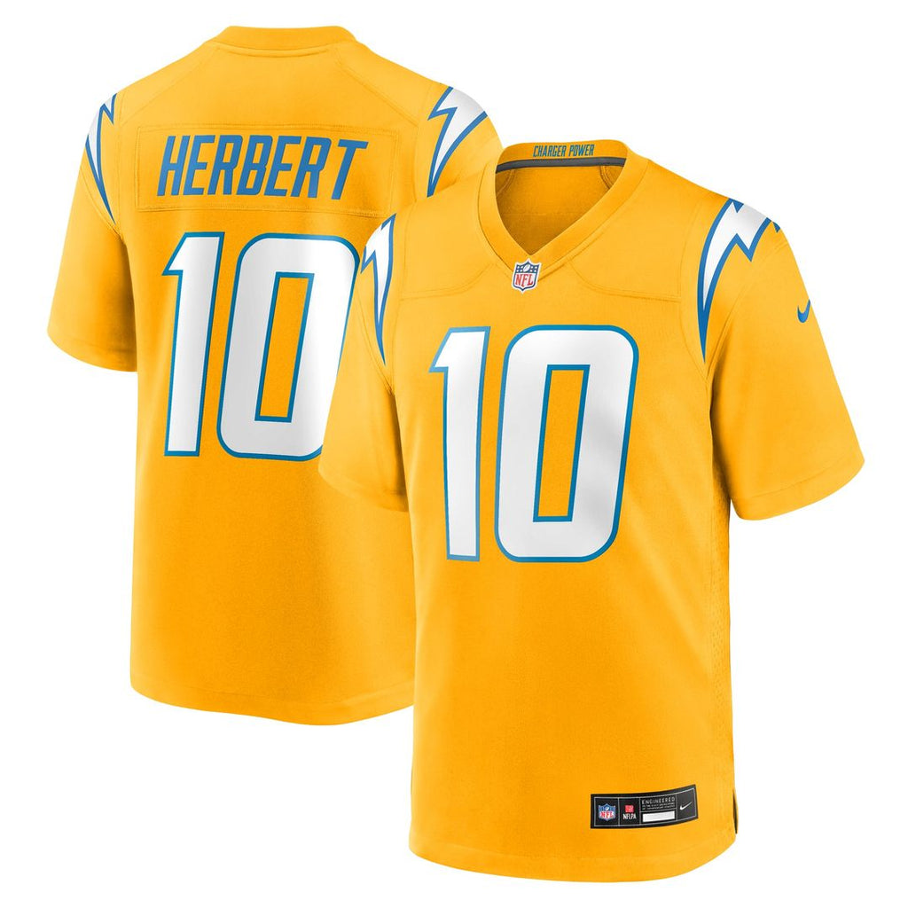 Los Angeles Chargers Justin Herbert Nike Alternate Charger Power Game Player Jersey - Gold
