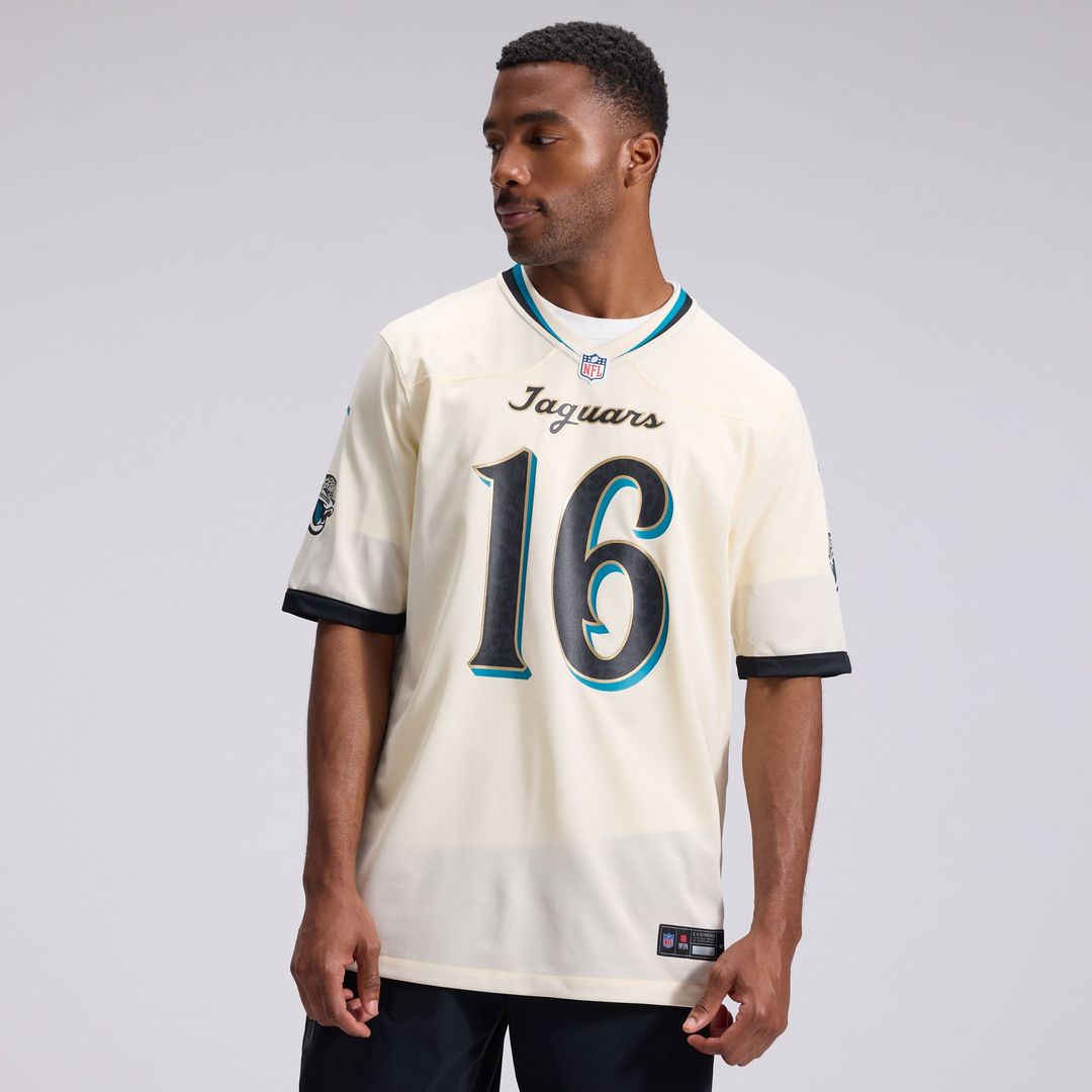 Jacksonville Jaguars Trevor Lawrence Nike 2026 Rivalries Collection Game Jersey - Natural