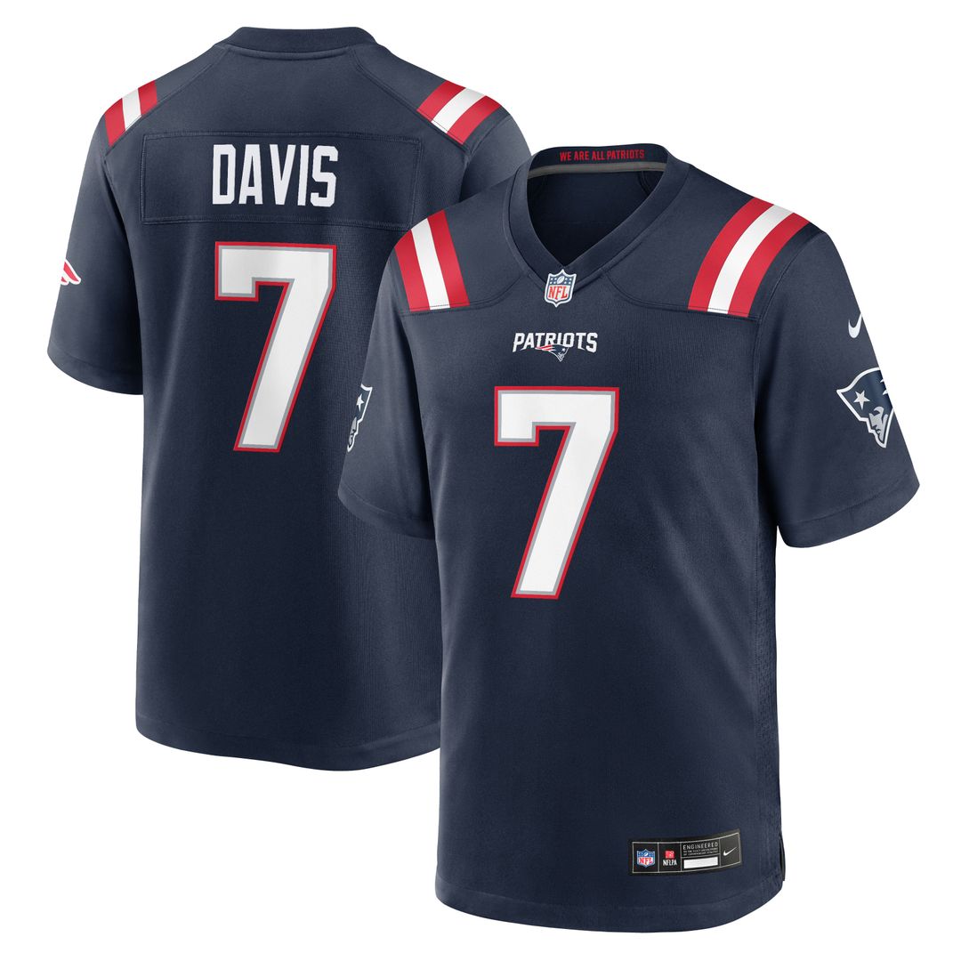 New England Patriots Carlton Davis Nike Team Game Jersey - Navy