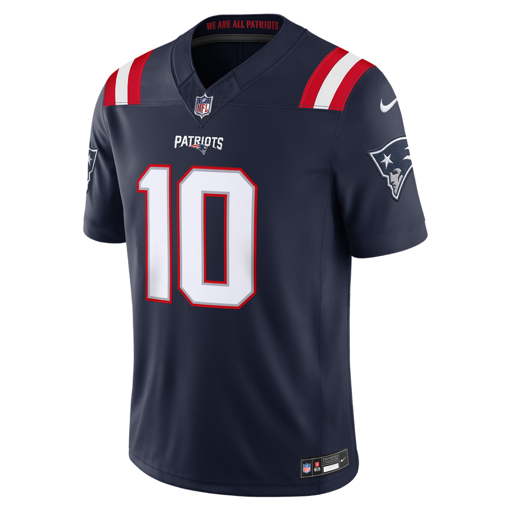 New England Patriots Drake Maye Nike Team Vapor F.U.S.E. Stitched Limited Jersey - Navy