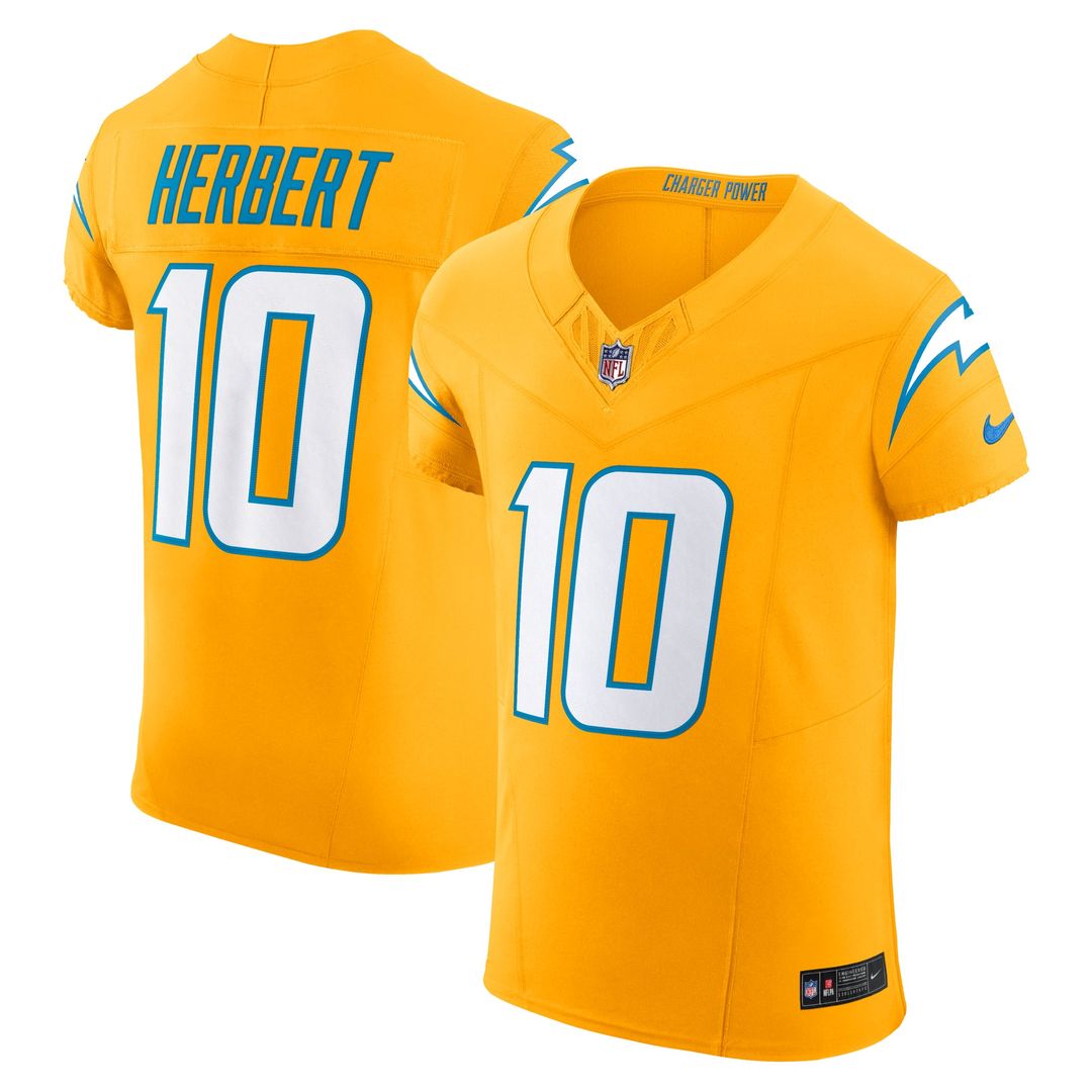 Los Angeles Chargers Justin Herbert Nike Alternate Vapor F.U.S.E. Elite Jersey - Gold