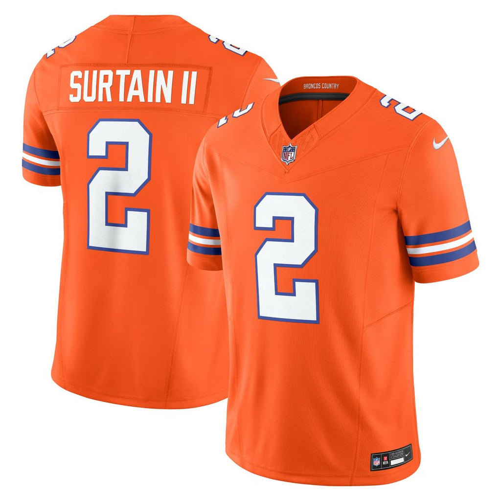Denver Broncos Patrick Surtain II Nike Alternate Mile High Collection 1977 Throwback Vapor F.U.S.E. Limited Jersey - Orange