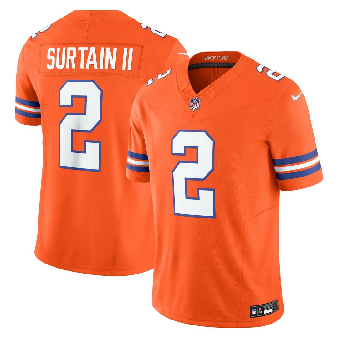 Denver Broncos Patrick Surtain II Nike Alternate Mile High Collection 1977 Throwback Vapor F.U.S.E. Limited Jersey - Orange