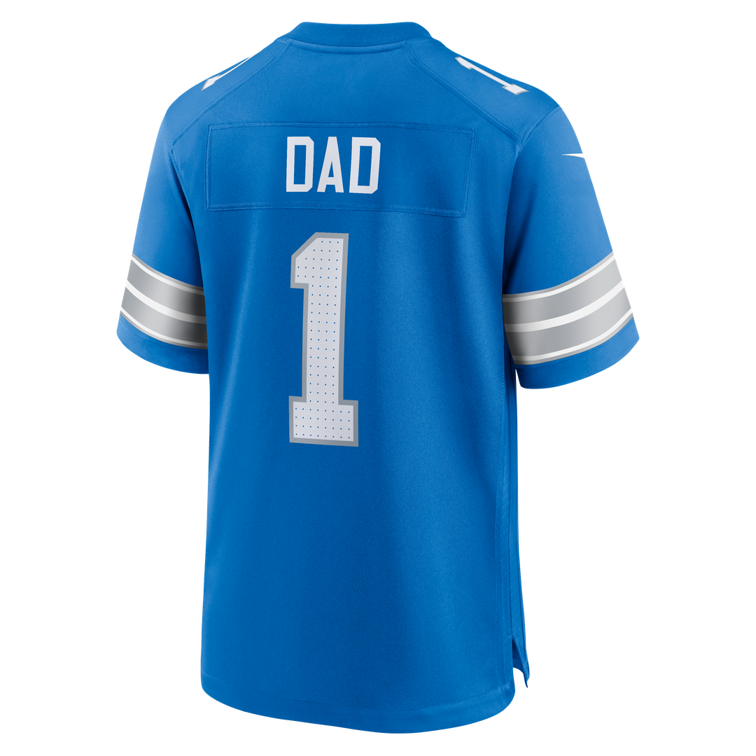 Detroit Lions Number 1 Dad Nike Game Jersey - Blue