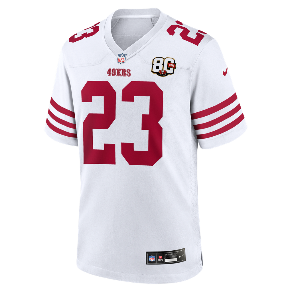 San Francisco 49ers Christian McCaffrey Nike 80th Anniversary Game Jersey - White