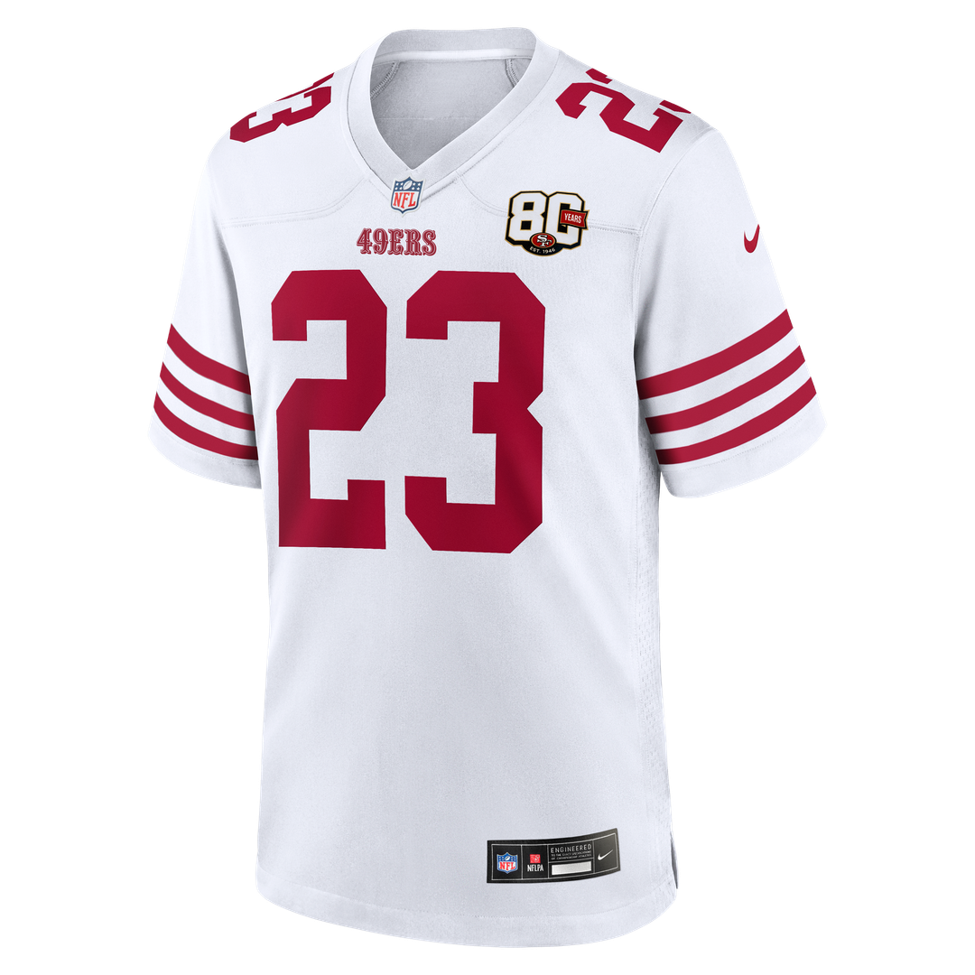 San Francisco 49ers Christian McCaffrey Nike 80th Anniversary Game Jersey - White