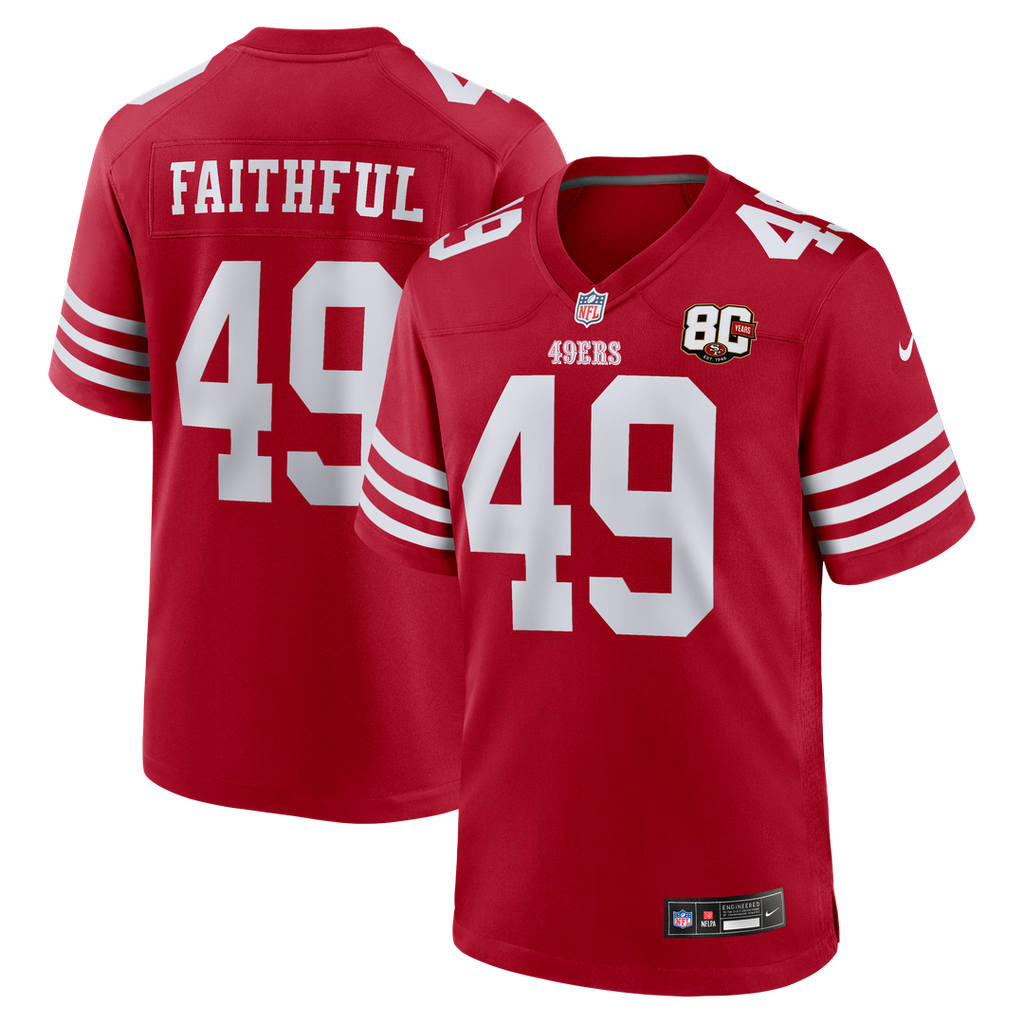 San Francisco 49ers The Faithful Nike 80th Anniversary Game Jersey - Scarlet