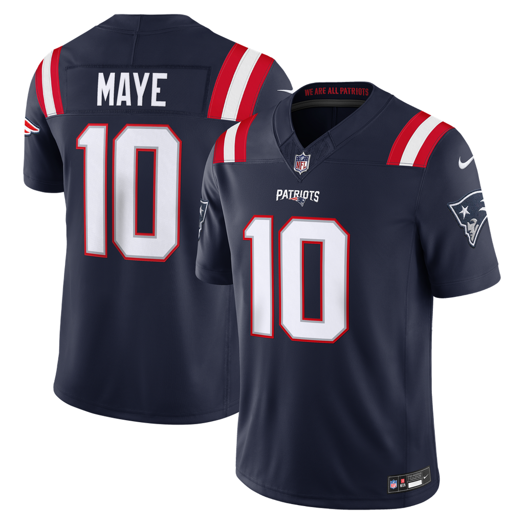 New England Patriots Drake Maye Nike Team Vapor F.U.S.E. Stitched Limited Jersey - Navy