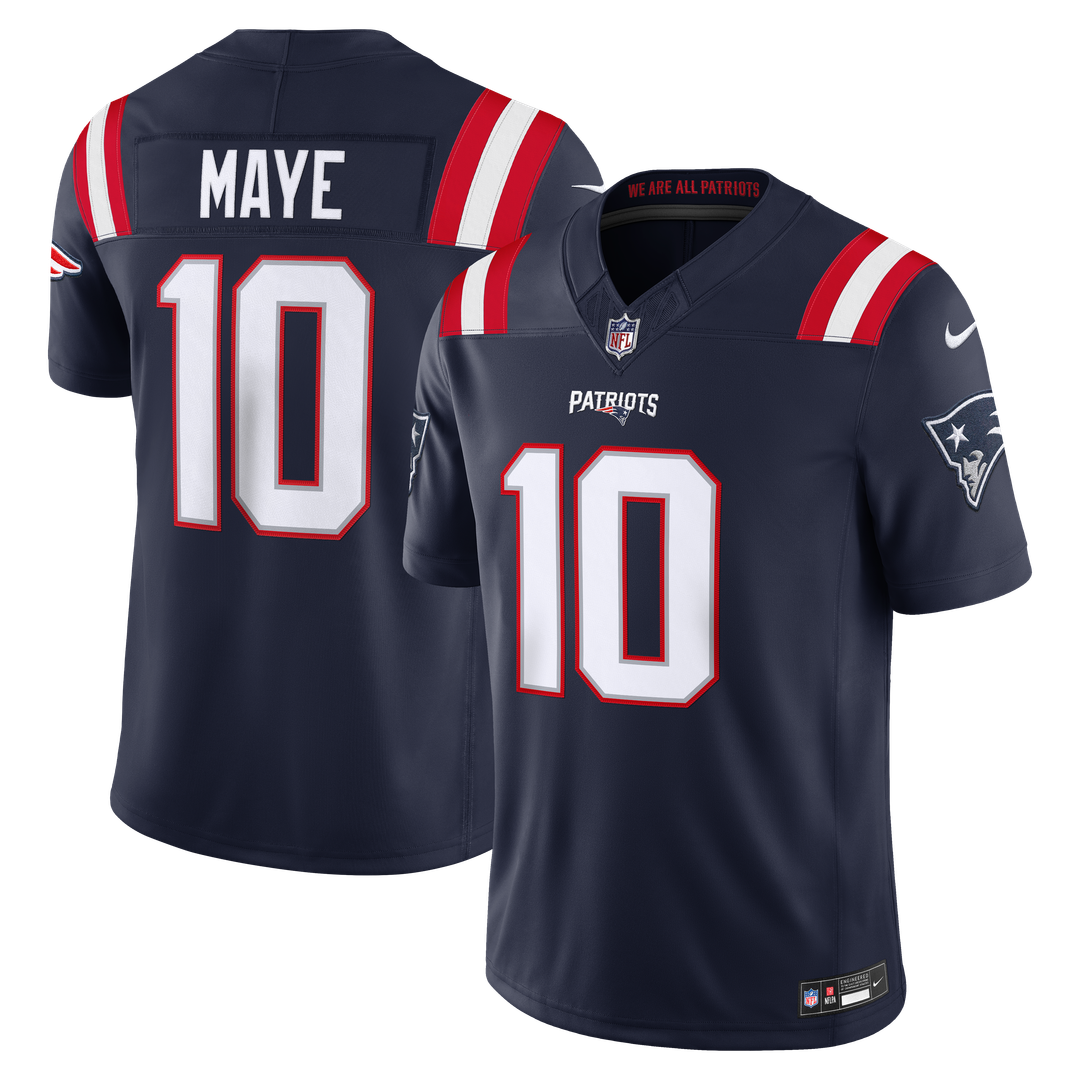 New England Patriots Drake Maye Nike Team Vapor F.U.S.E. Stitched Limited Jersey - Navy