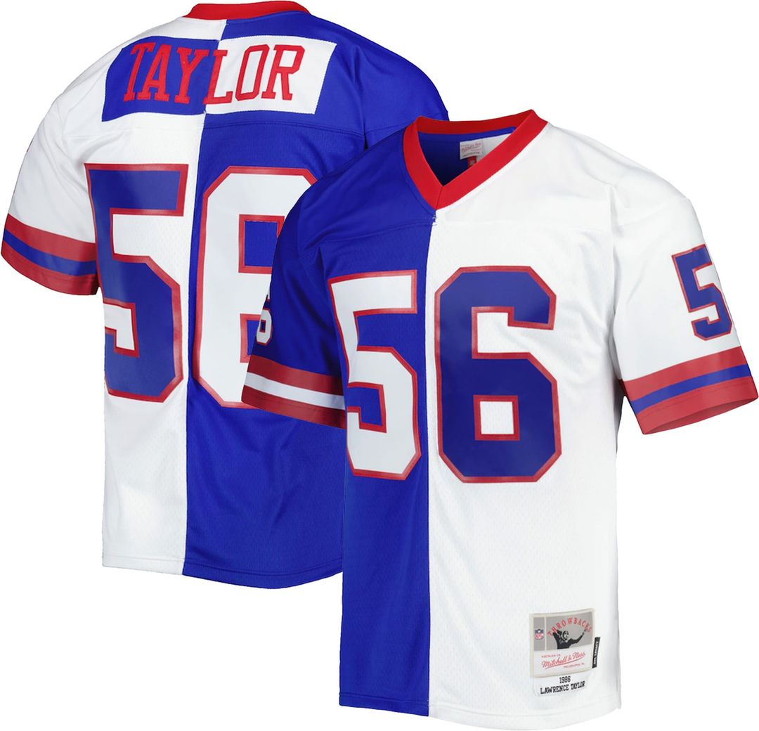 New York Giants Lawrence Taylor Mitchell & Ness 1986 Split Legacy Replica Jersey - Royal/White