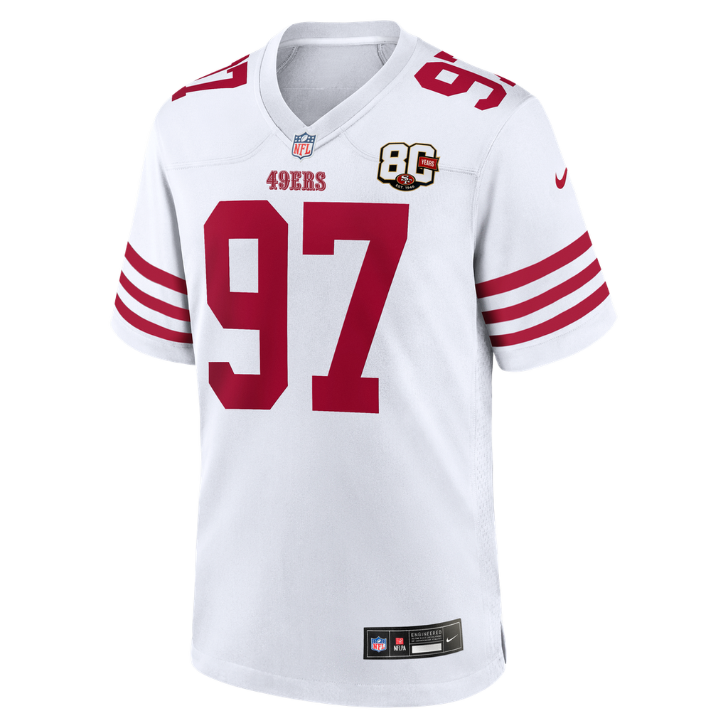 San Francisco 49ers Nick Bosa Nike 80th Anniversary Game Jersey - White