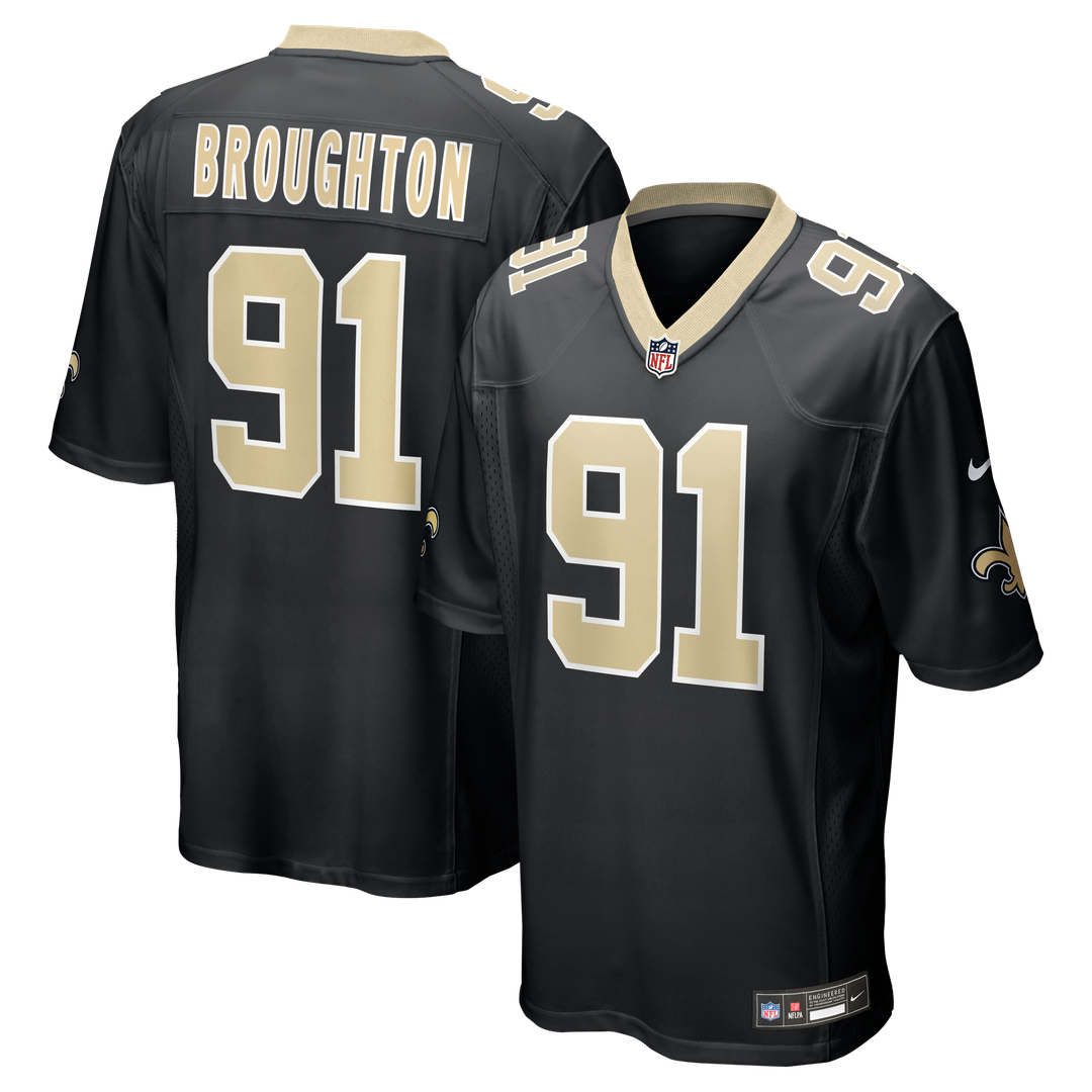 New Orleans Saints Vernon Broughton Nike Team Game Jersey - Black