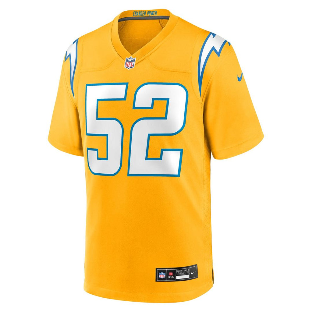 Los Angeles Chargers Khalil Mack Nike Alternate Charger Power Game Player Jersey - Gold