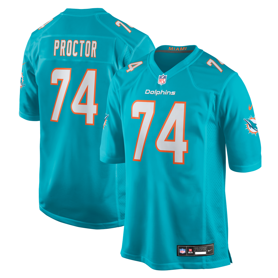 Miami Dolphins Kadyn Proctor Nike Team Game Jersey - Aqua