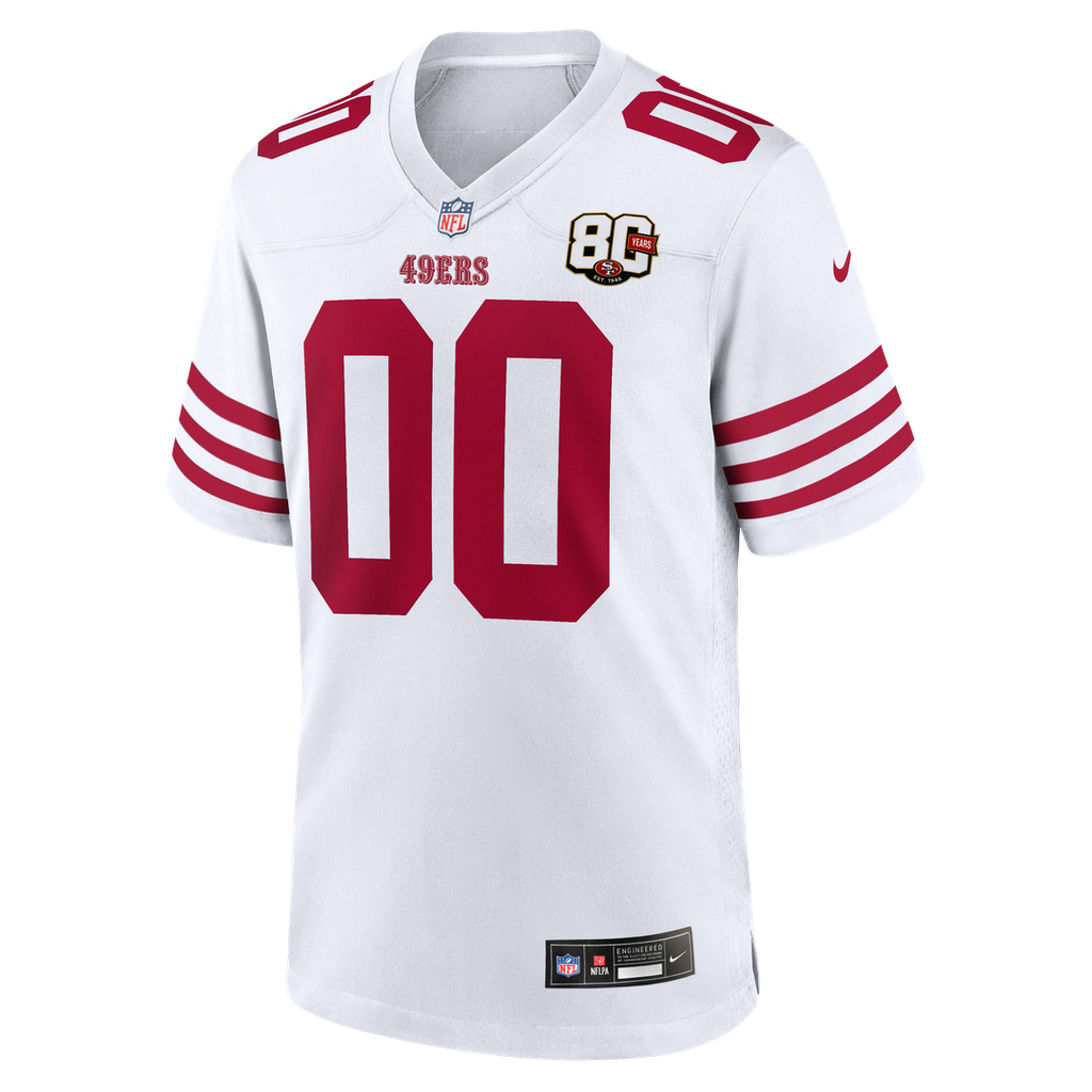 San Francisco 49ers Nike 80th Anniversary Custom Game Jersey - White