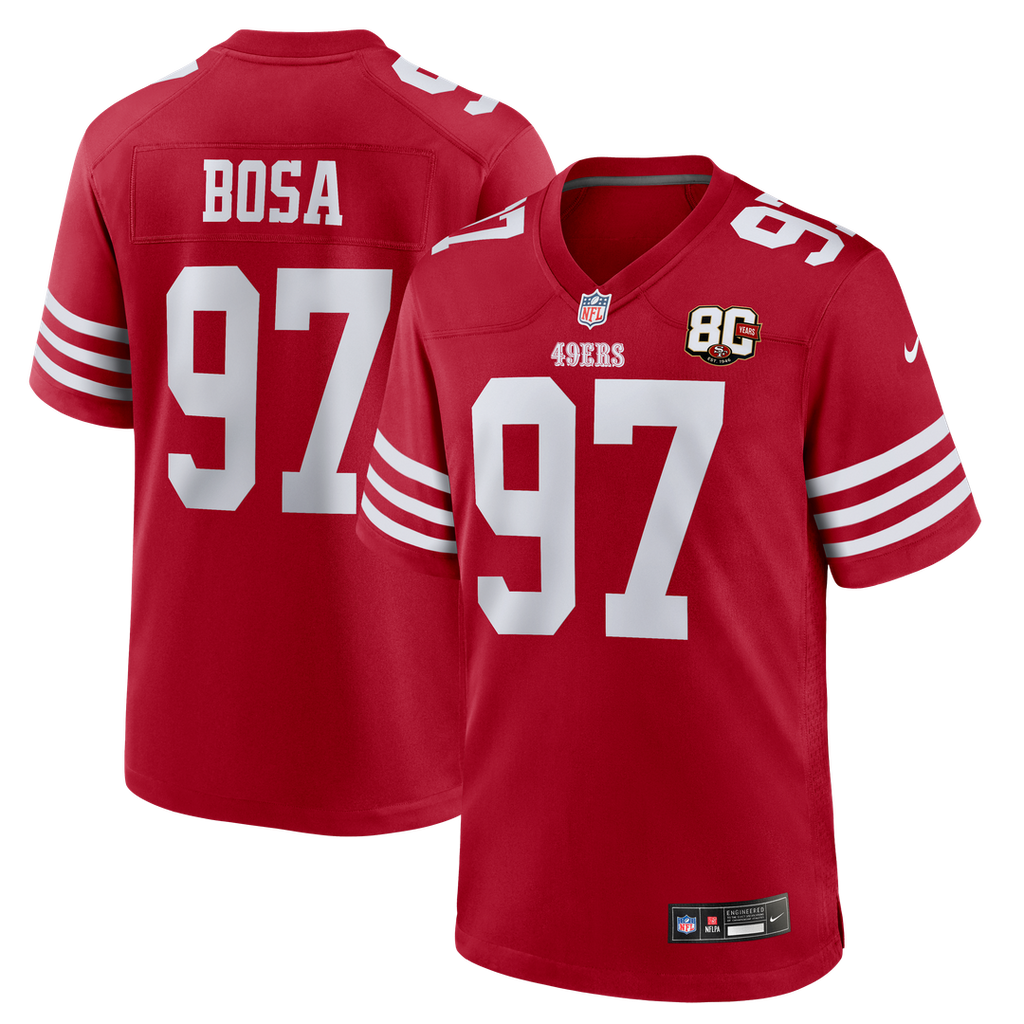 San Francisco 49ers Nick Bosa Nike 80th Anniversary Game Jersey - White