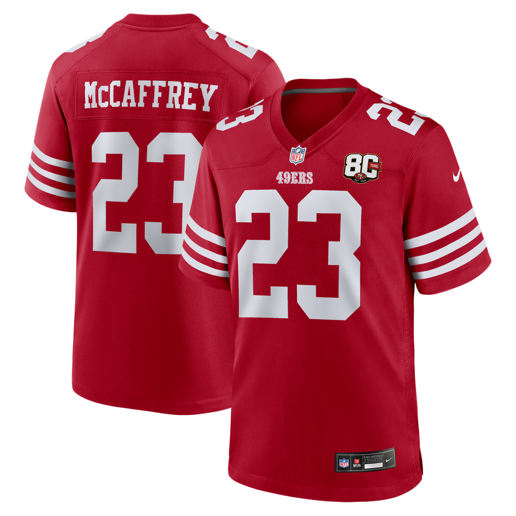 San Francisco 49ers Christian McCaffrey Nike 80th Anniversary Game Jersey - White