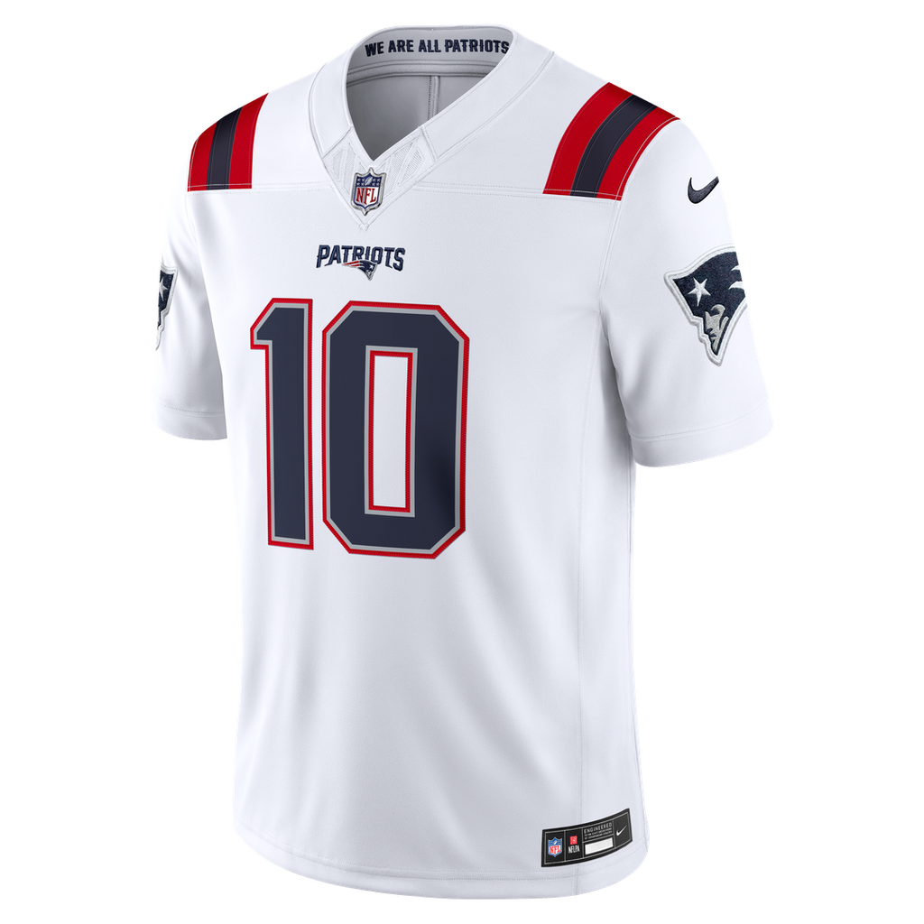New England Patriots Drake Maye Nike Vapor F.U.S.E. Stitched Limited Jersey - White