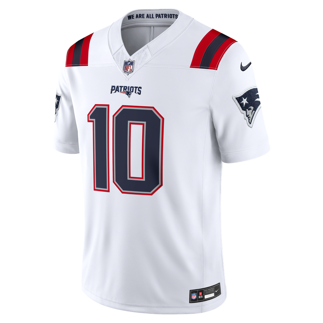 New England Patriots Drake Maye Nike Vapor F.U.S.E. Stitched Limited Jersey - White