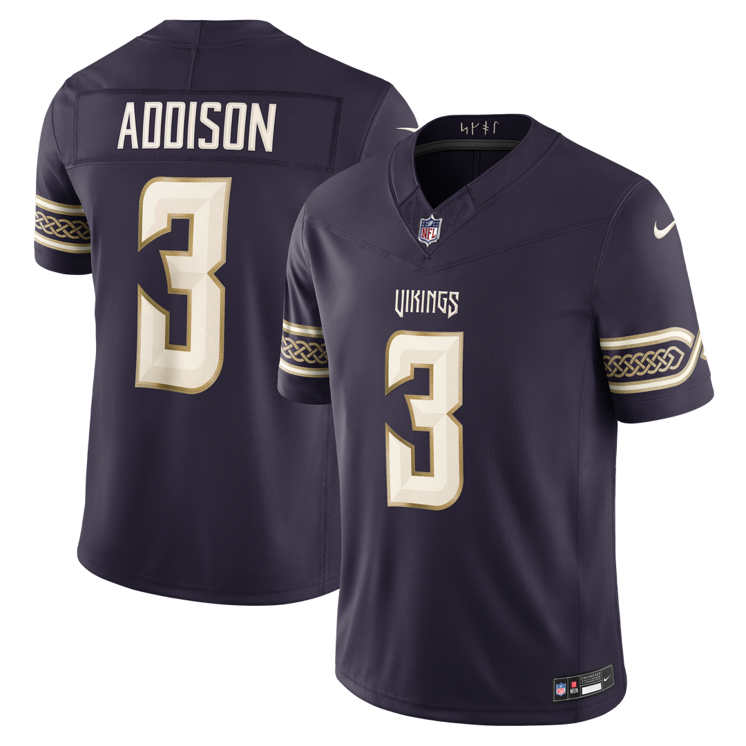 Minnesota Vikings Jordan Addison Nike 2026 Rivalries Collection Stitched Limited Jersey - Purple