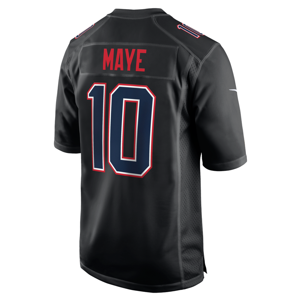 New England Patriots Drake Maye Nike Game Jersey - Carbon Black