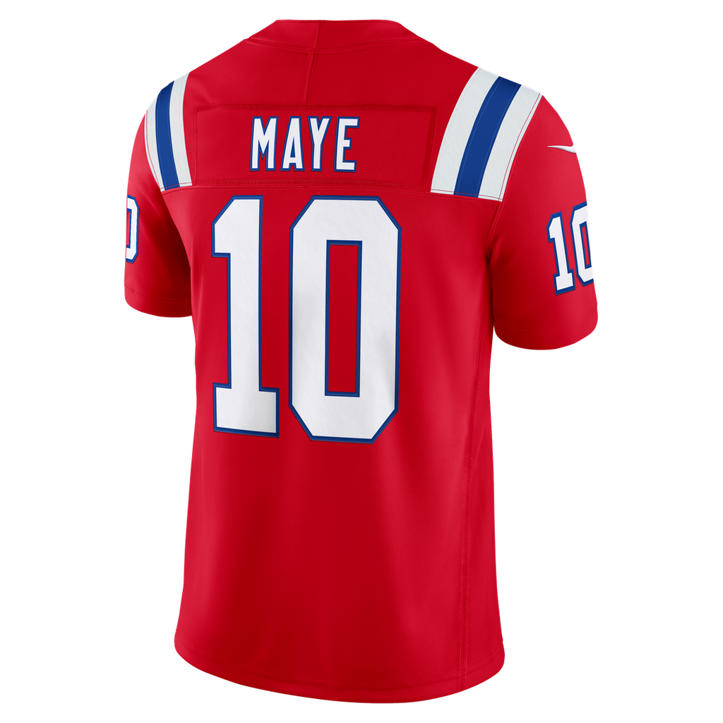 New England Patriots Drake Maye Nike Alternate Vapor F.U.S.E. Stitched Limited Jersey - Red