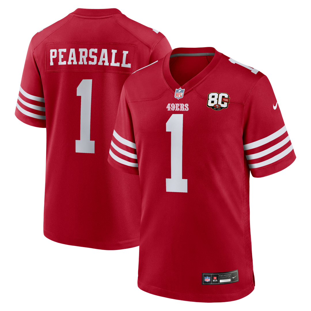 San Francisco 49ers Ricky Pearsall Nike 80th Anniversary Game Jersey - Scarlet