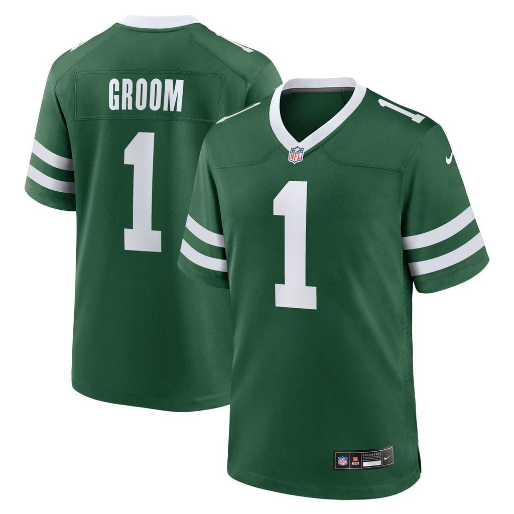 New York Jets Number 1 Groom Nike Game Jersey - Legacy Green