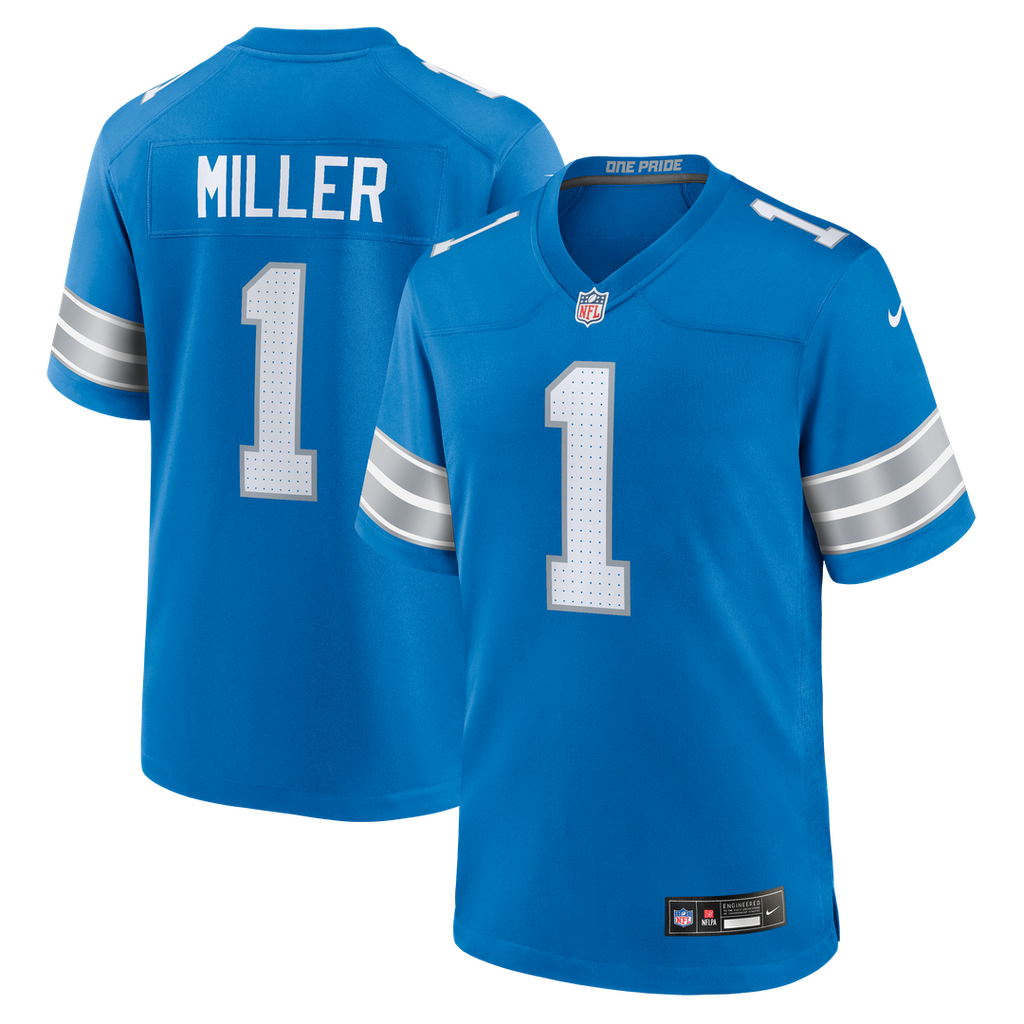 Detroit Lions Blake Miller Nike Team Game Jersey - Blue