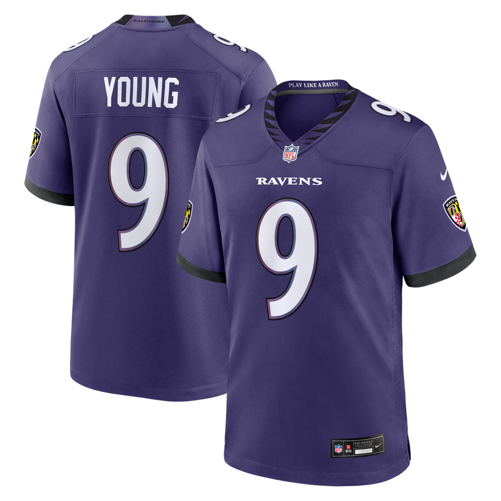 Baltimore Ravens Zion Young Nike Team Game Jersey - Purple