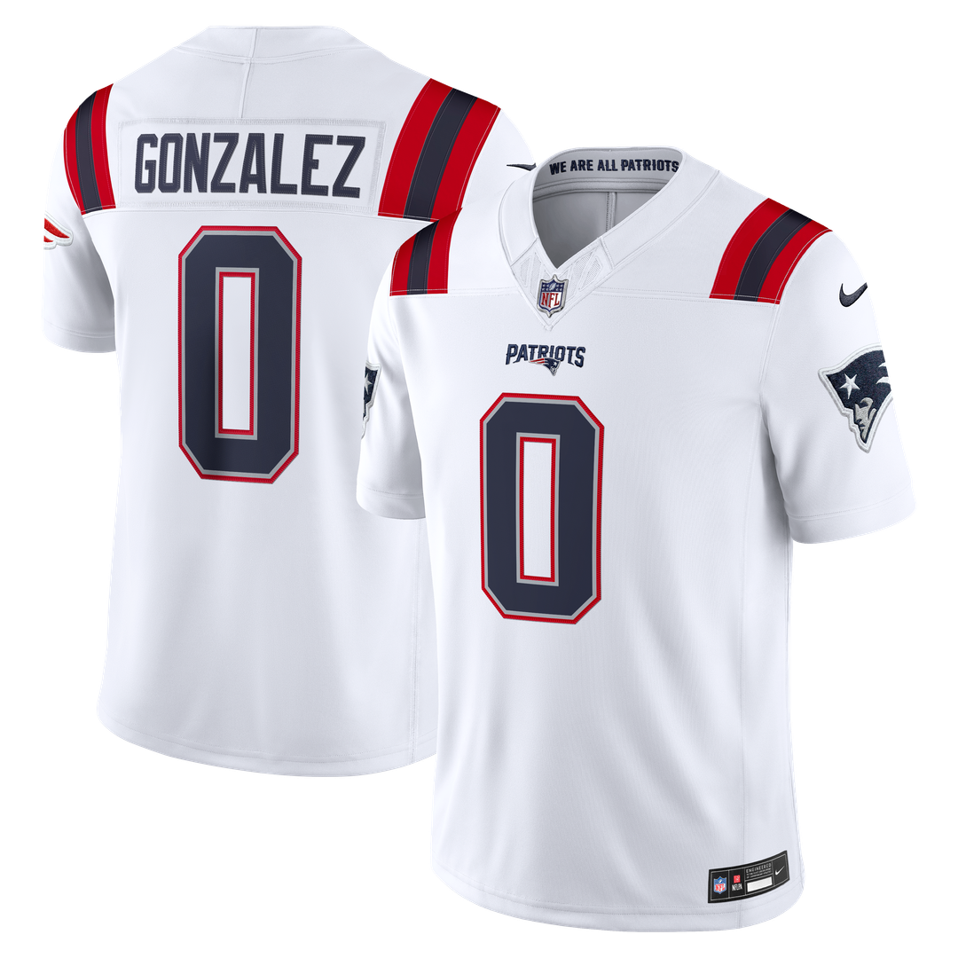 New England Patriots Christian Gonzalez Nike Vapor F.U.S.E. Stitched Limited Jersey - White
