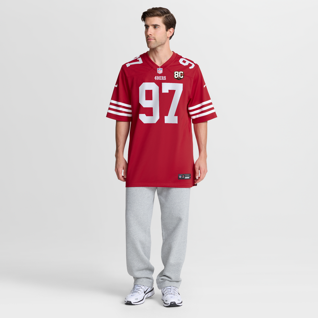 San Francisco 49ers Nick Bosa Nike 80th Anniversary Game Jersey - Scarlet
